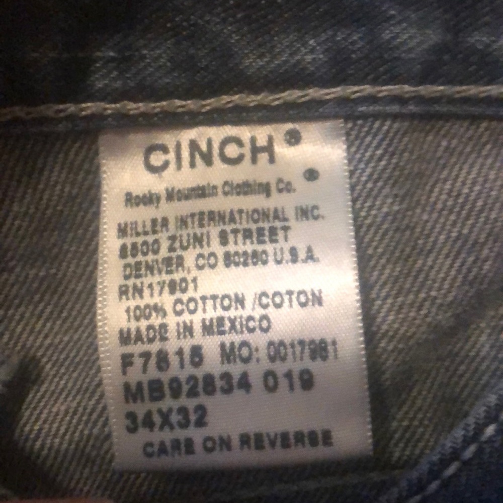 CINCH JEANS 34x32 LIKE NEW BARLEY WORN